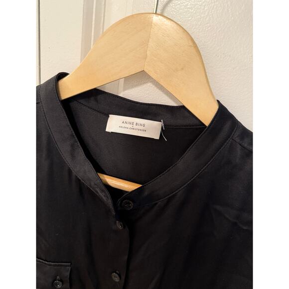 NEW! Anine Bing M Rosalie 100% Silk Jumpsuit $640 One Piece Coveralls Black - Picture 8 of 15